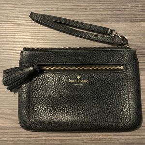 Black Leather Kate Spade Wristlet